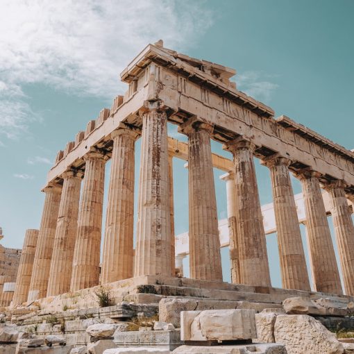 old ruins of columns of medieval temple