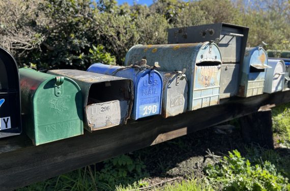 Row Of Colorful Mailboxes