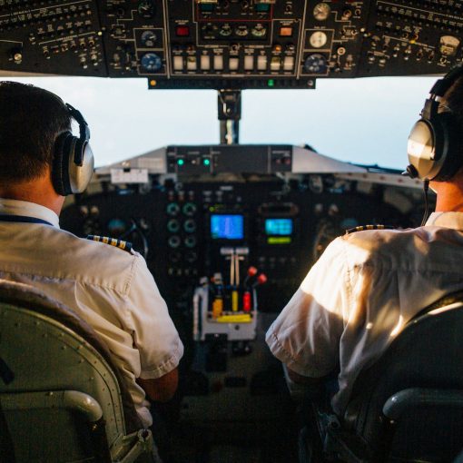 two pilots flying an airplane