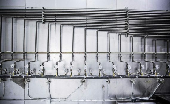 steel pipe lines with pressure gauge