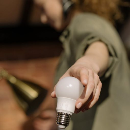 person holding white light bulb